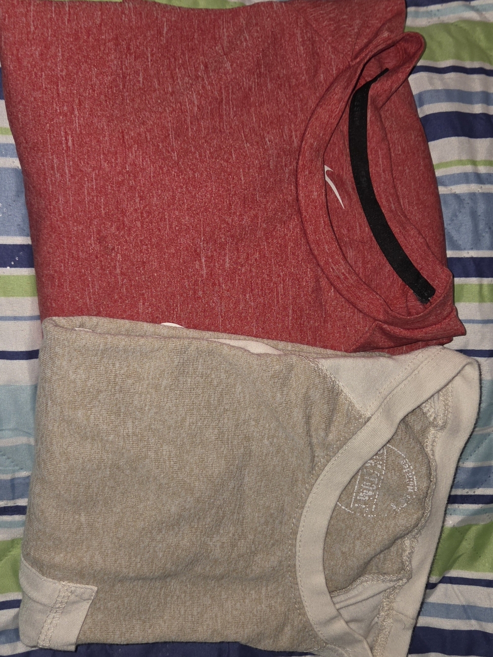 Men's Crew Neck Underwear T-Shirts - Red & Tan